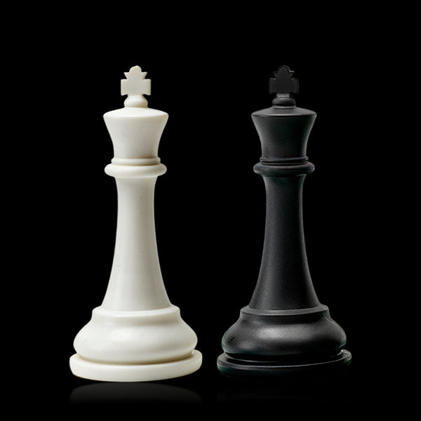 Best Chess Set Ever 3X ivory and black kings side by side on black