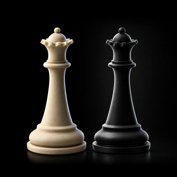 Best Chess Set Ever 4X cream and black queens side by side